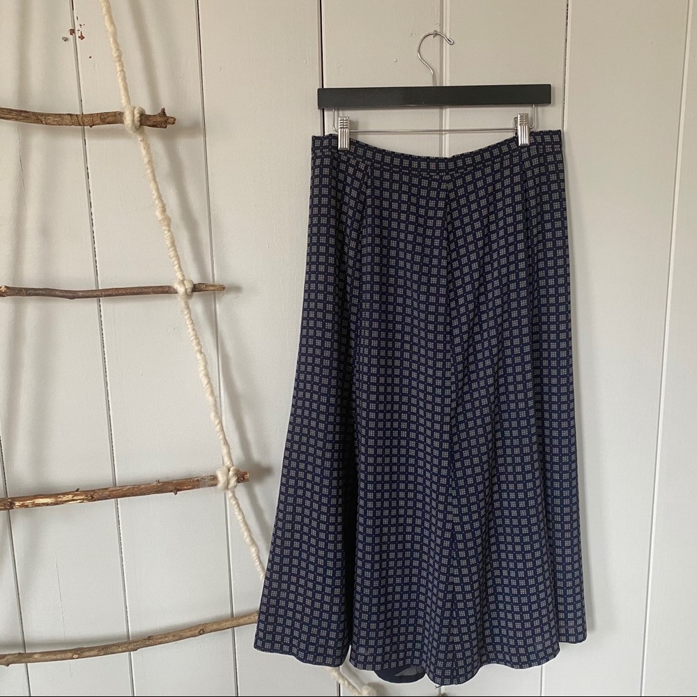 Vintage Blue Patterned Maxi Skirt